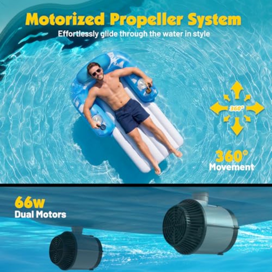 Inflatable Motorized Pool Floa - Pool Lounger Inflatable recension och pris