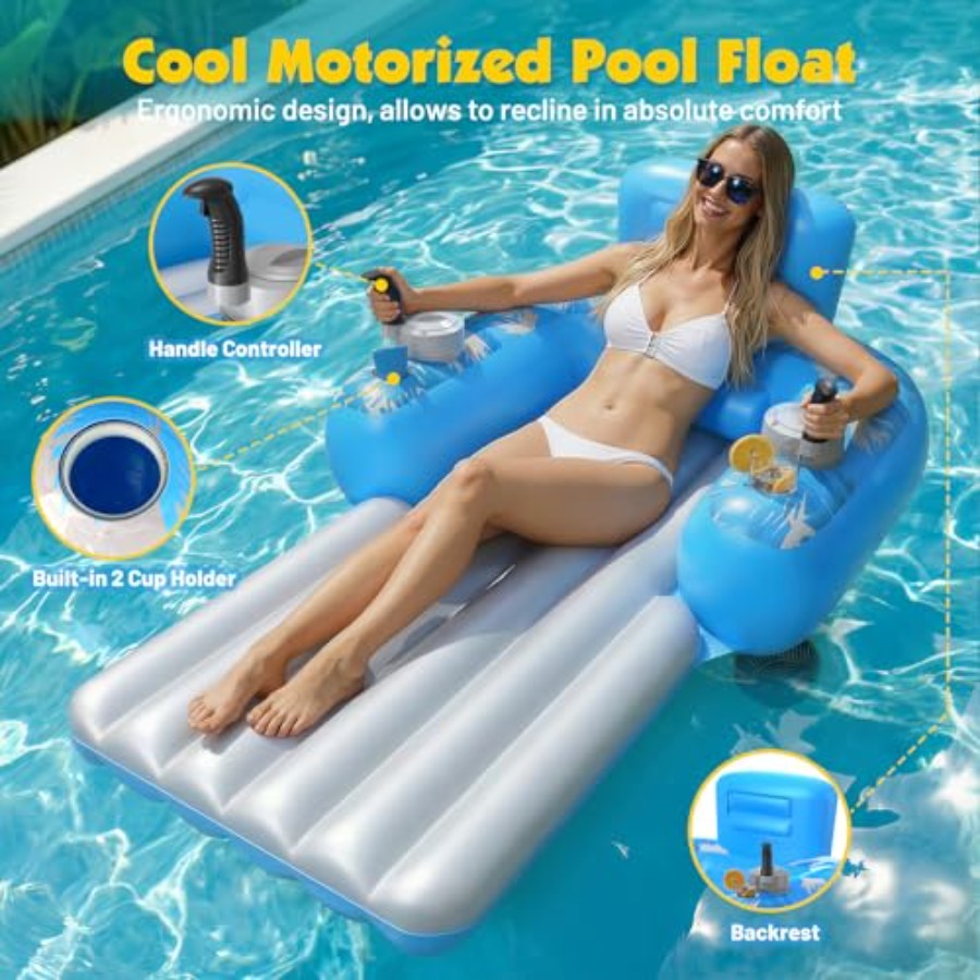 Inflatable Motorized Pool Floa - Pool Lounger Inflatable recension och pris