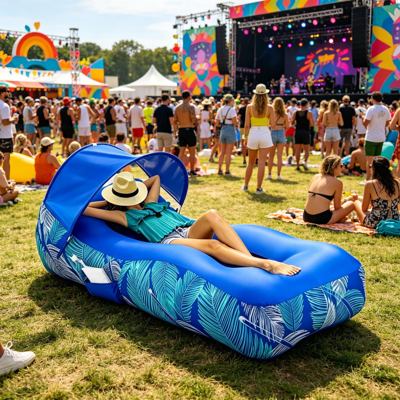 Inflatable Lounger with Sunsha - Pool Lounger Inflatable recension och pris