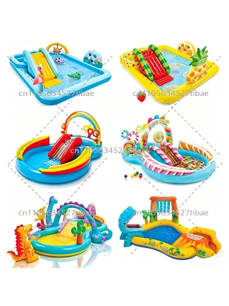 Inflatable Rainbow Kids Pool w - Water Slide Inflatable recension och pris
