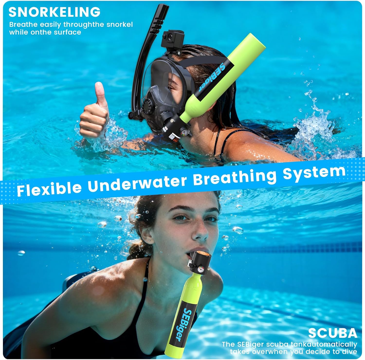 Mini Scuba Tank 0.5L with Full - Snorkel Mask Full Face recension och pris